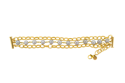 Gold & Gray Potato Pearl Paris Bracelet