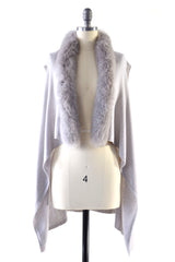 Cashmere Gilet/Vest with Fox Fur in Dove Gray