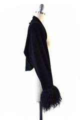 Cashmere Shrug with Curly Tibetan Sheep Fur in Black