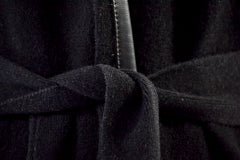 Cashmere Duster with Leather Trim in Black