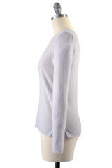 Cashmere Sweater with Leather Piping in Dove Gray