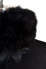 Cashmere Vest with Fox Fur Collar in Black