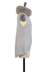 Cashmere Vest with Fox Fur Collar in Dove Gray