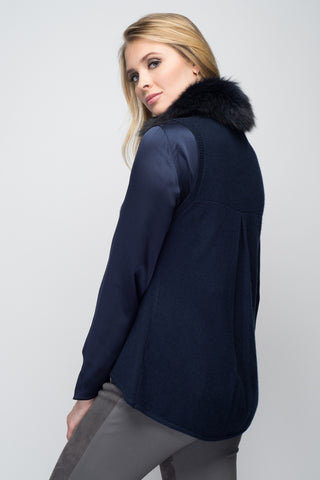 Cashmere Gilet/Vest with Fox Fur in Vanilla