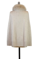 Cashmere Swing Poncho with Fox & Crystals in Oatmeal