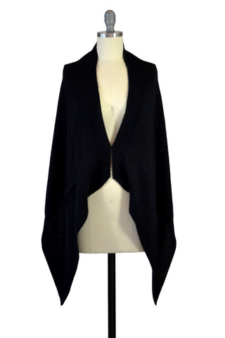 Cashmere Stole with Front Fox Fur Trim in Shell
