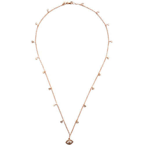 Rose Gold Celestial Diamond Necklace with an Eye Charm