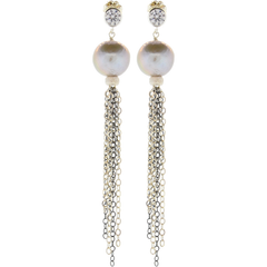Sterling Silver, Oxidized Sterling Silver & Pearl Earrings