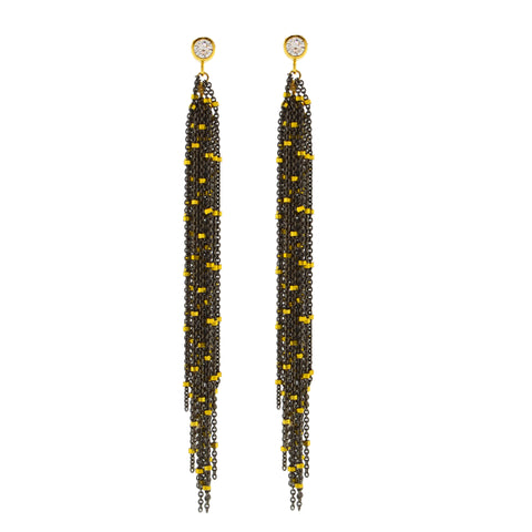 Gold and Oxidized Sterling Silver Starry Nights Earrings