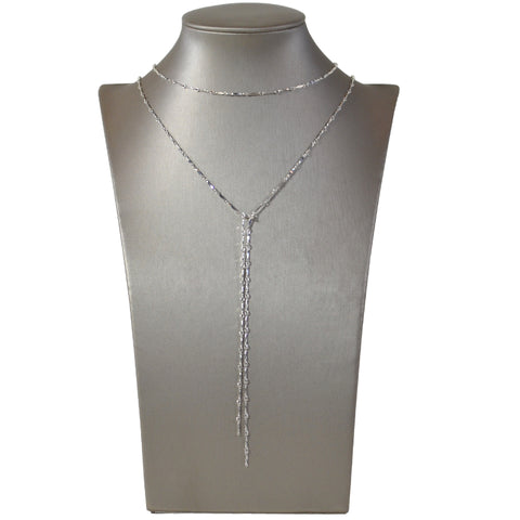 Oxidized Sterling Silver Starry Nights Double Diamond Collar Y Necklace