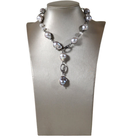 Delaire Necklace with Diamonds & Pink Baroque Pearls