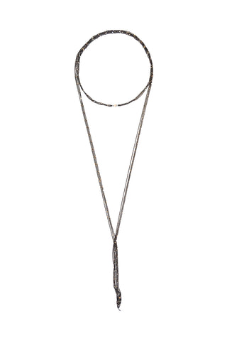 Oxidized Sterling Silver Starry Nights Diamond Smile Lariat Necklace
