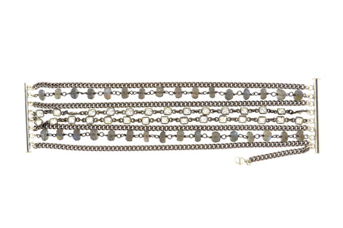 Oxidized Sterling Silver & Gray Potato Pearl 3-Strand Paris Bracelet