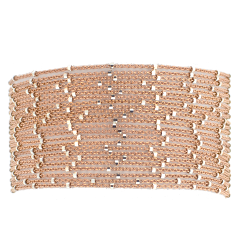 Gold Shimmer Leather Namibia Cuff with White Hide