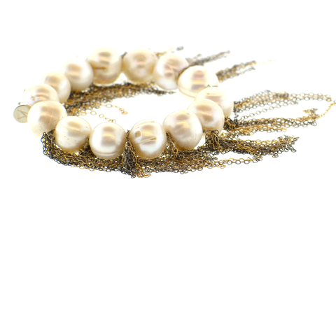 Gold & Gray Potato Pearl 3-Strand Paris Bracelet