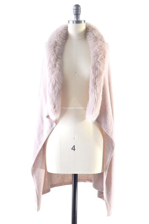 Cashmere Gilet/Vest with Fox Fur in Blush