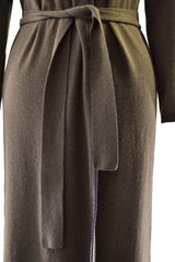 Cashmere Duster with Leather Trim in Hunter Green