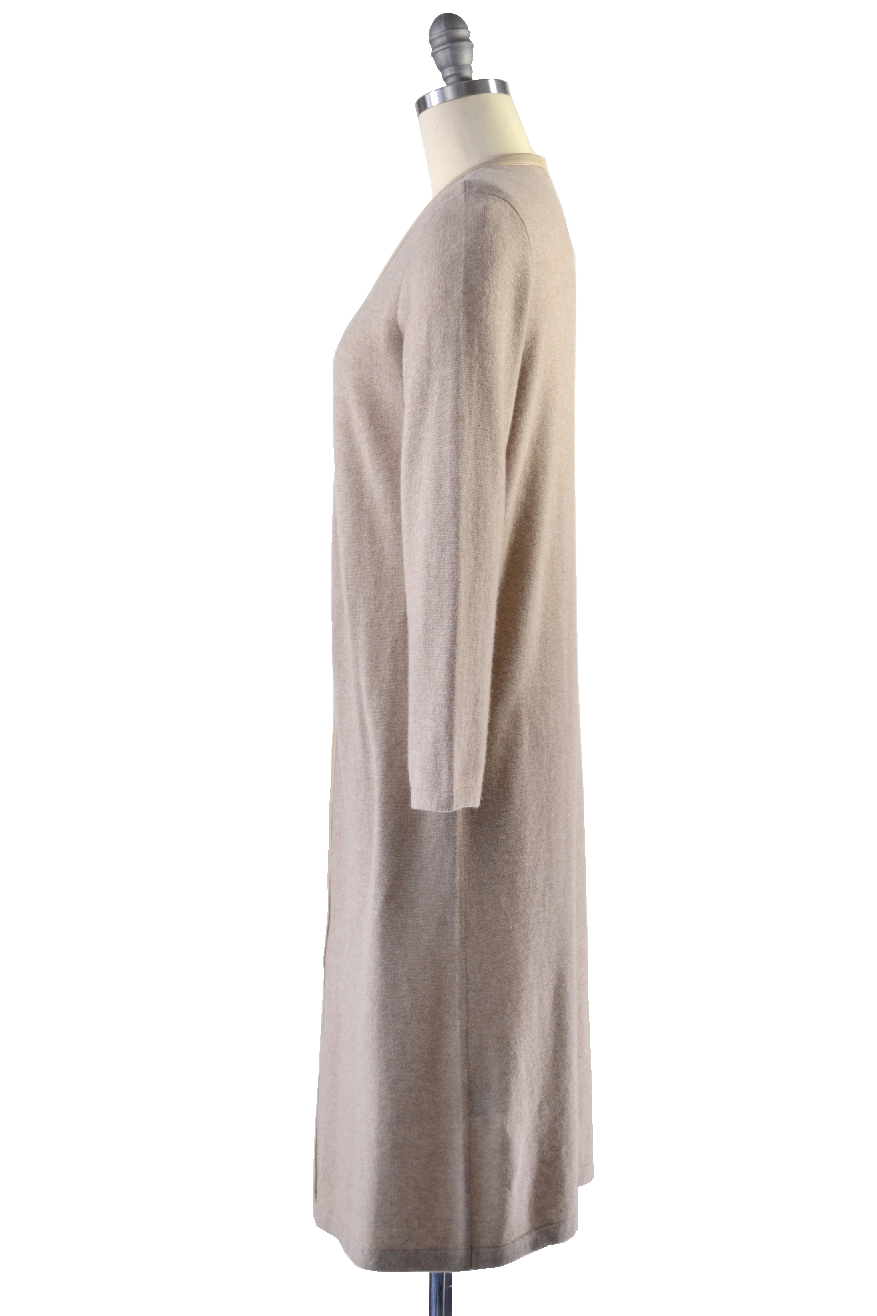 Cashmere Duster with Leather Trim in Safari