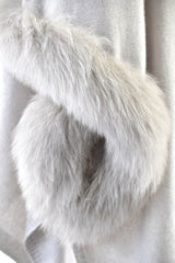 Cashmere Poncho with Full Fox Fur Trim in Dove Gray