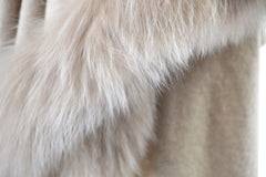Cashmere Poncho with Full Fox Fur Trim in Safari