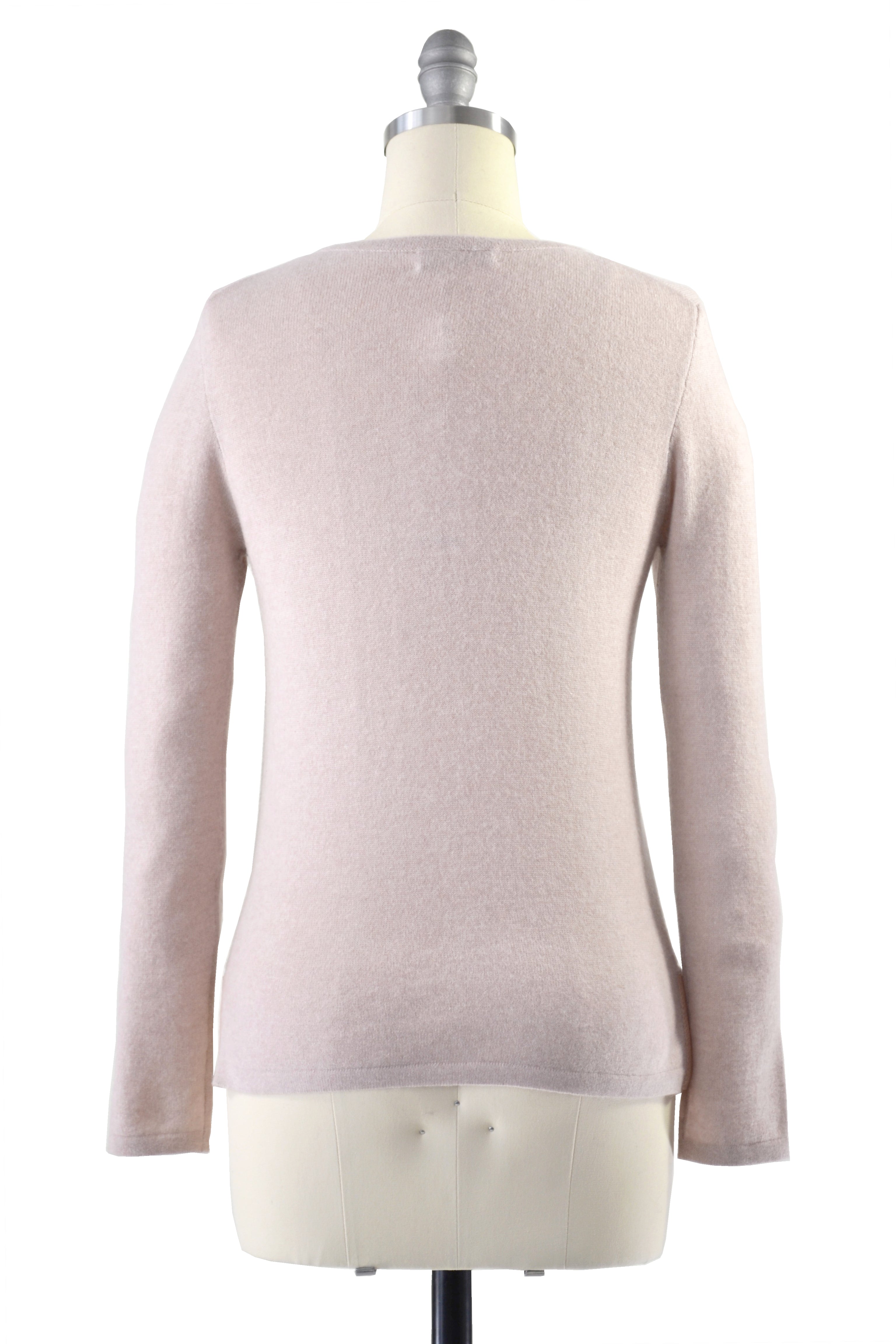Cashmere Sweater with Leather Piping in Blush