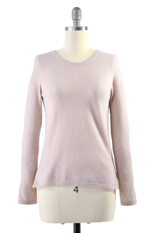 Cashmere Sweater with Leather Piping in Blush