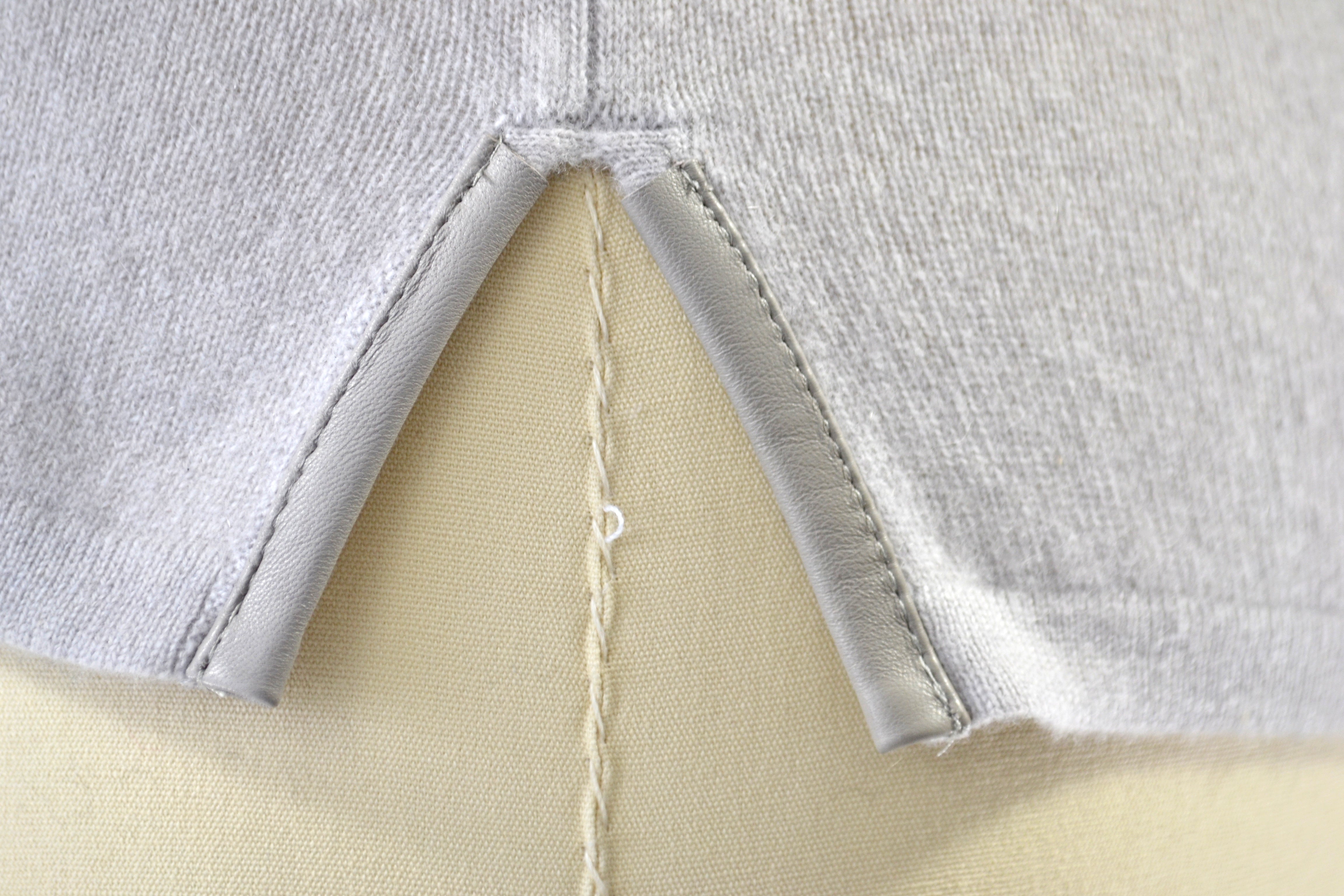 Cashmere Tank Top with Leather Piping in Dove Gray