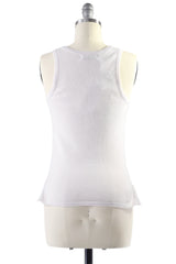 Cashmere Tank Top with Leather Piping in Shell
