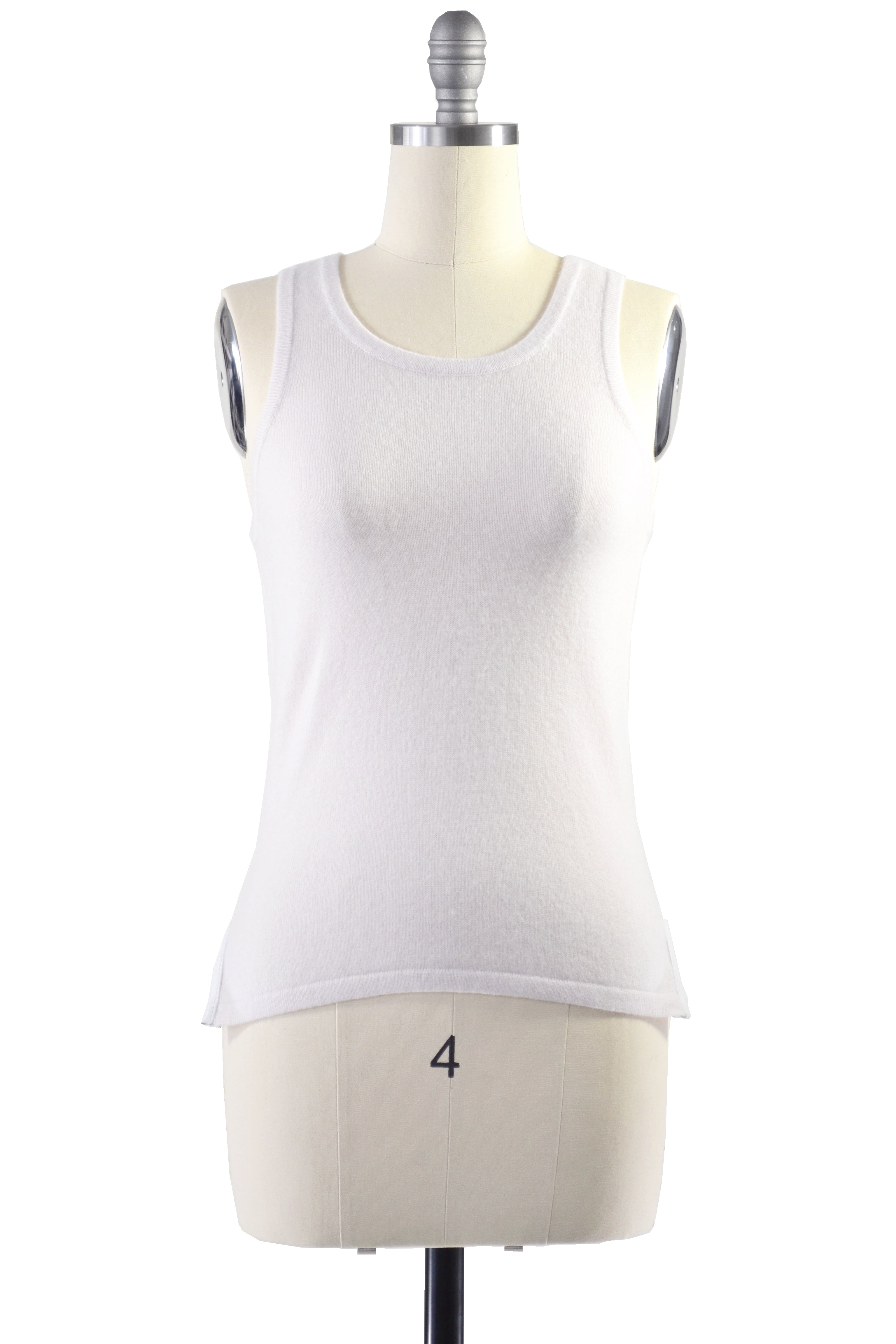 Cashmere Tank Top with Leather Piping in Shell