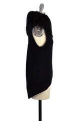Cashmere Vest with Tibetan Sheep Collar in Black