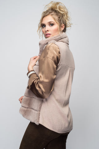 Cashmere & Puffer Vest in Oatmeal