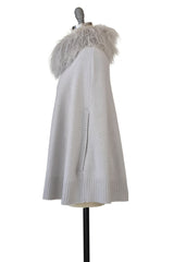 Cashmere Cape Cardigan with Tibetan Sheep Collar in Dove Gray
