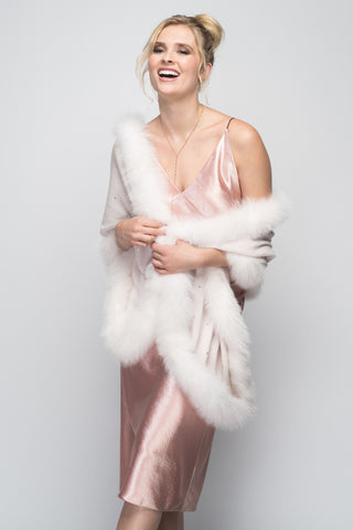 Cashmere Stole with Crystals in Blush