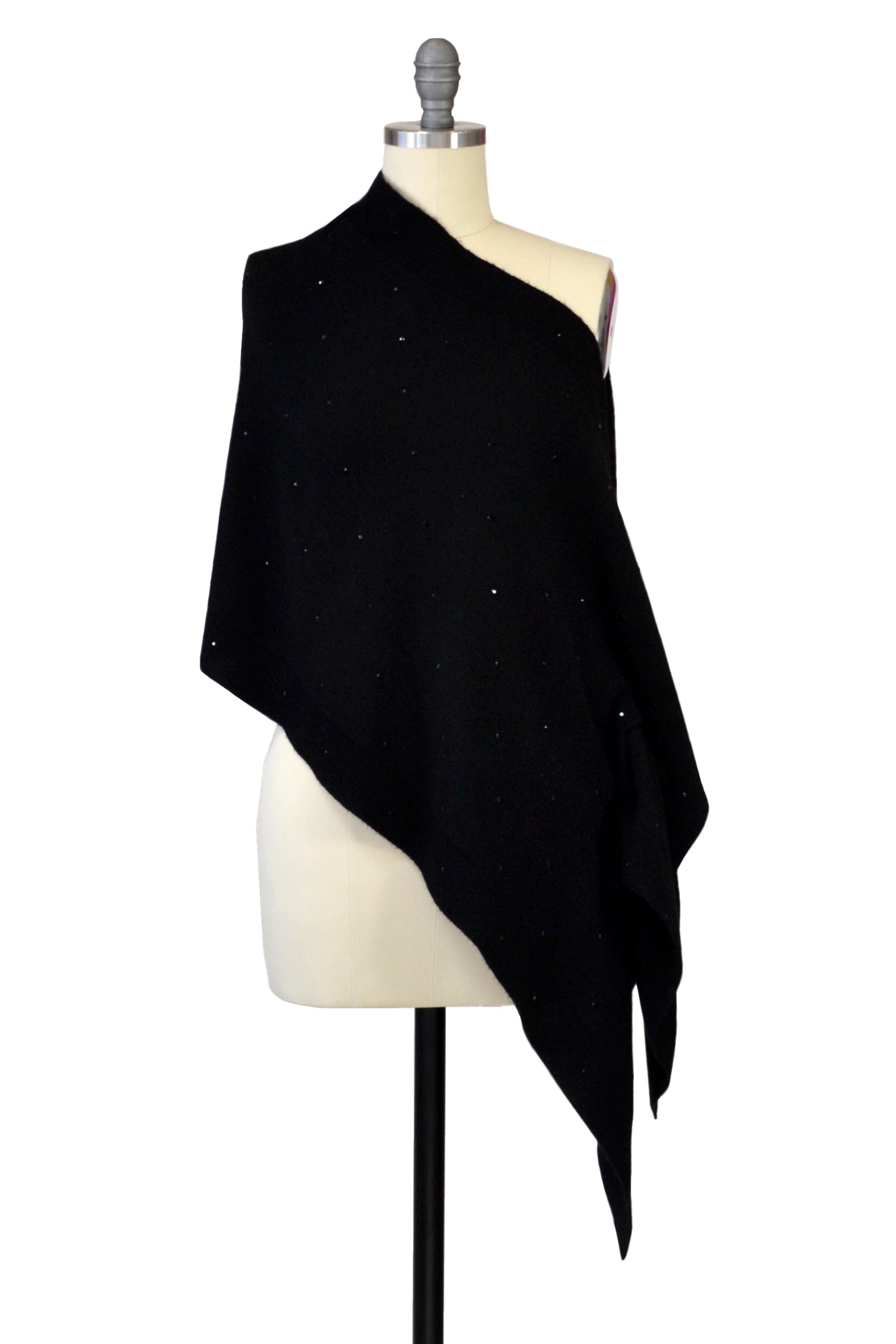 Cashmere Stole with Crystals in Black