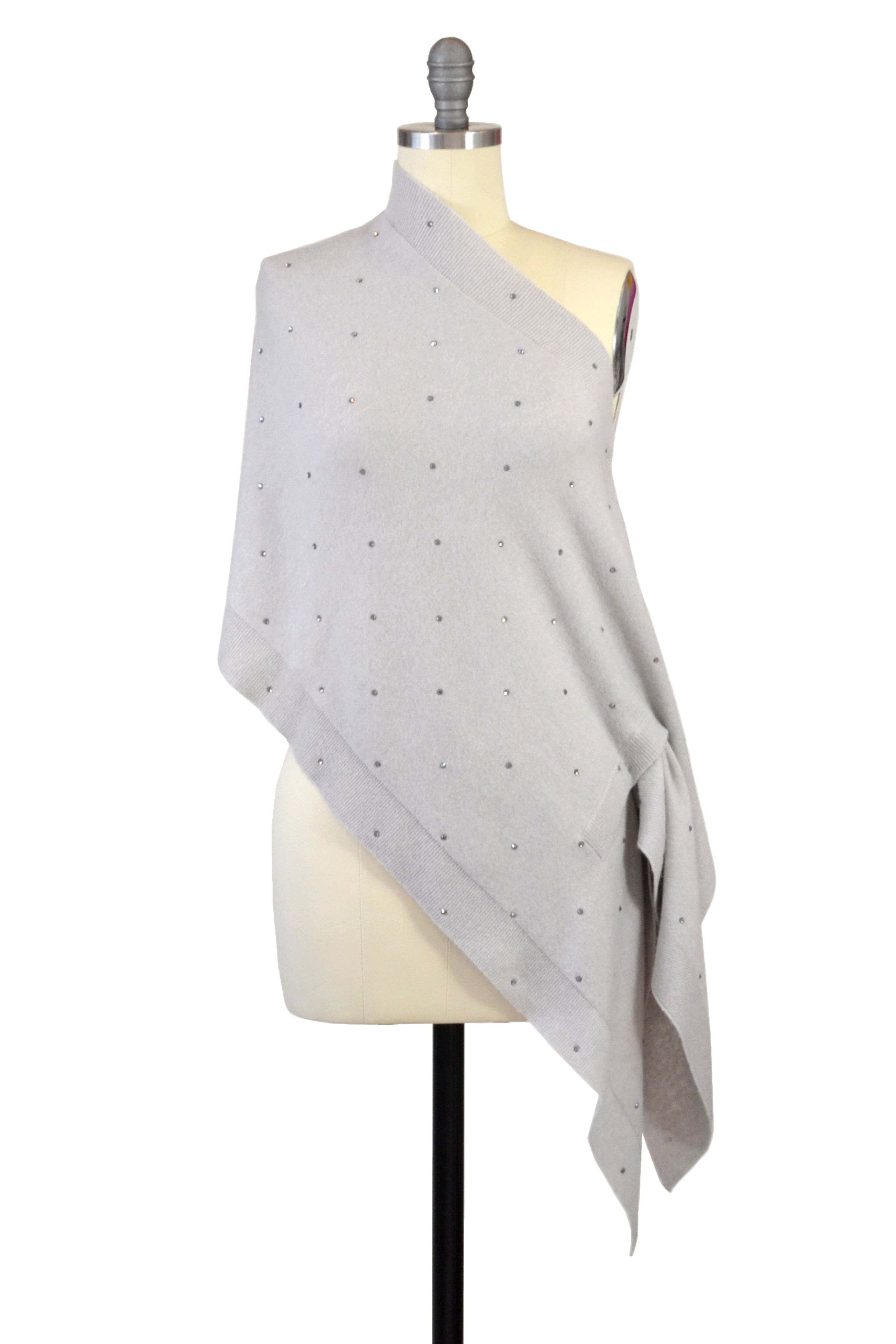 Cashmere Stole with Crystals in Dove Gray