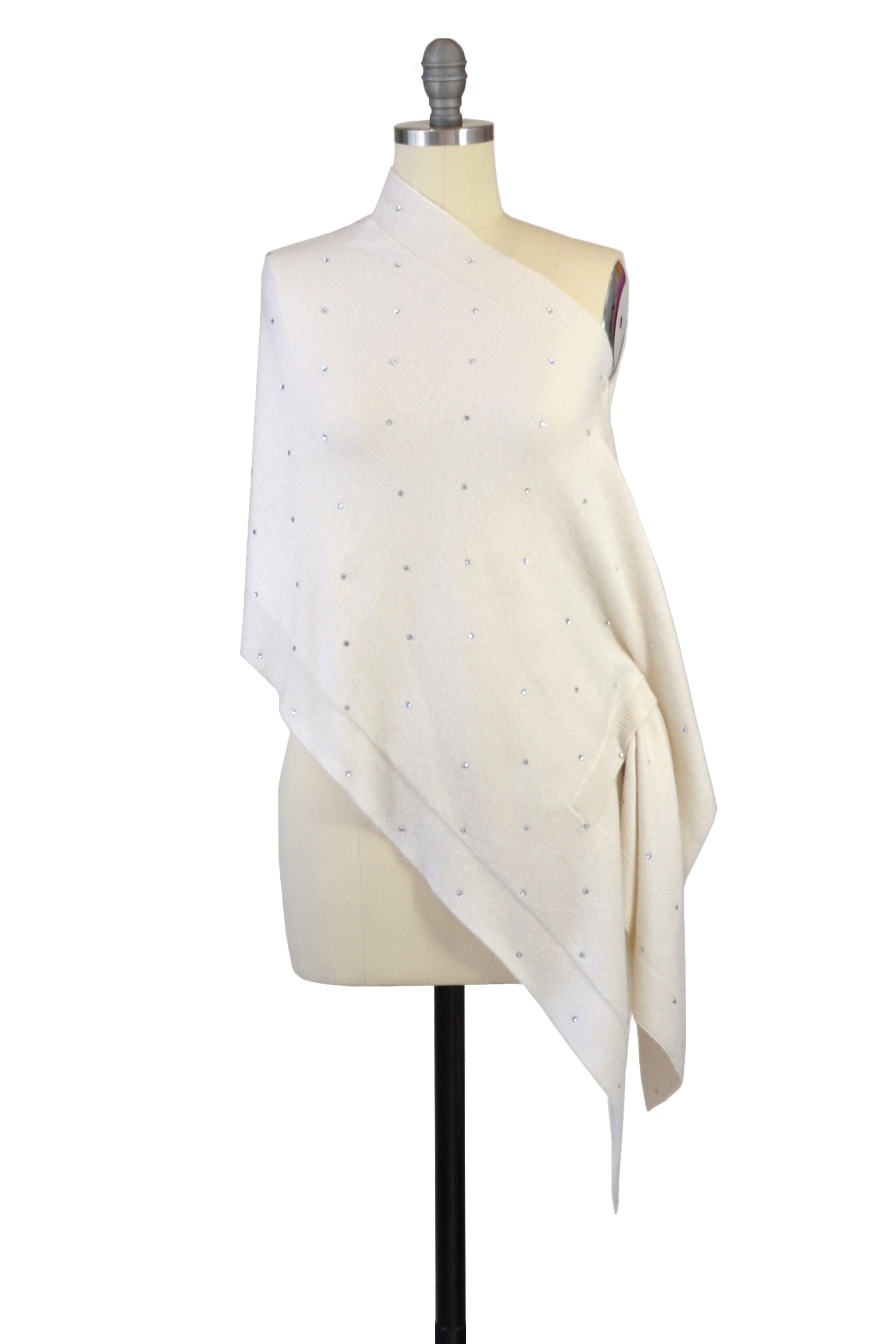Cashmere Stole with Crystals in Ivory