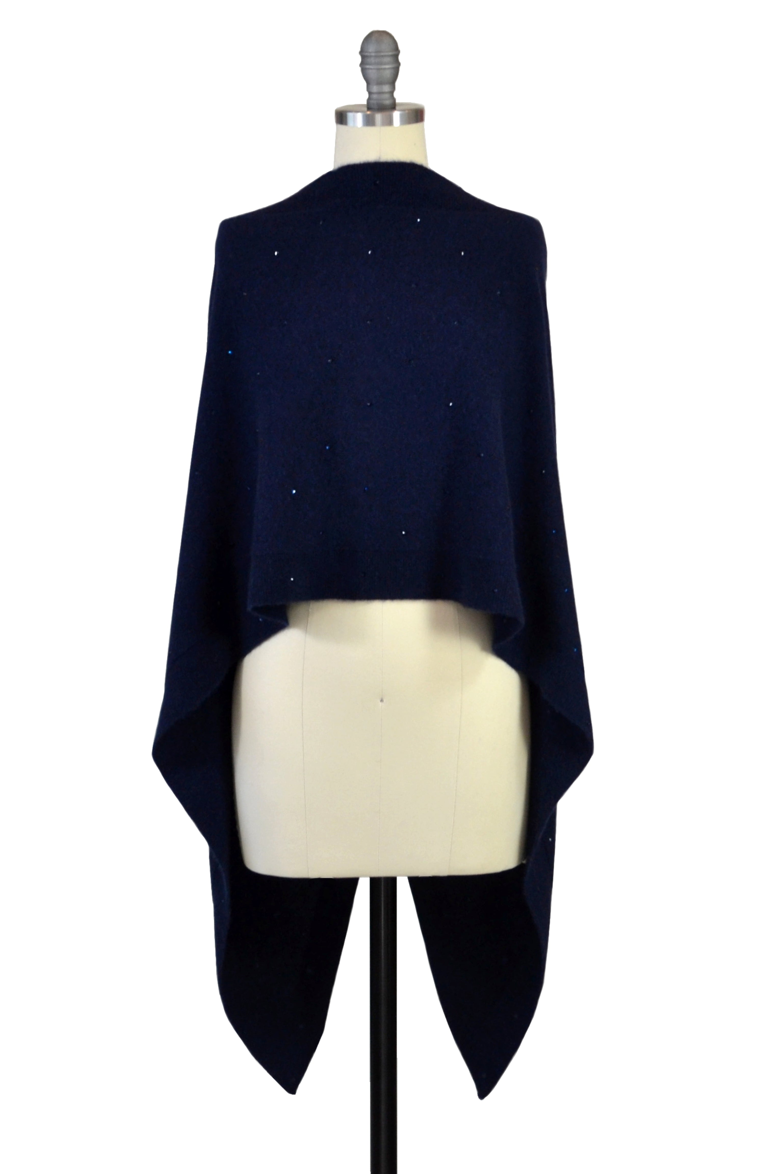 Cashmere Stole with Crystals in Midnight Blue