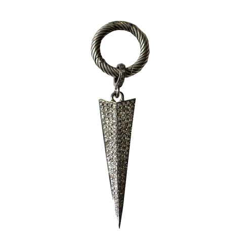 Diamond Angle Wing Charm in Oxidized Sterling Silver