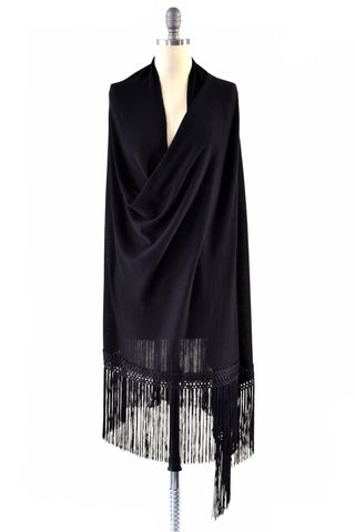 Fine Cashmere Wrap with Long Ostrich Feathers in Ivory