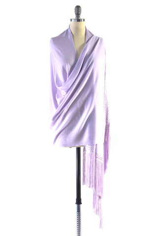 Fine Cashmere Wrap with Long Ostrich Feathers in Black