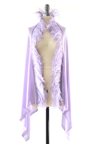 Fine Cashmere Wrap with Double Silky Macrame Fringe in Lavender