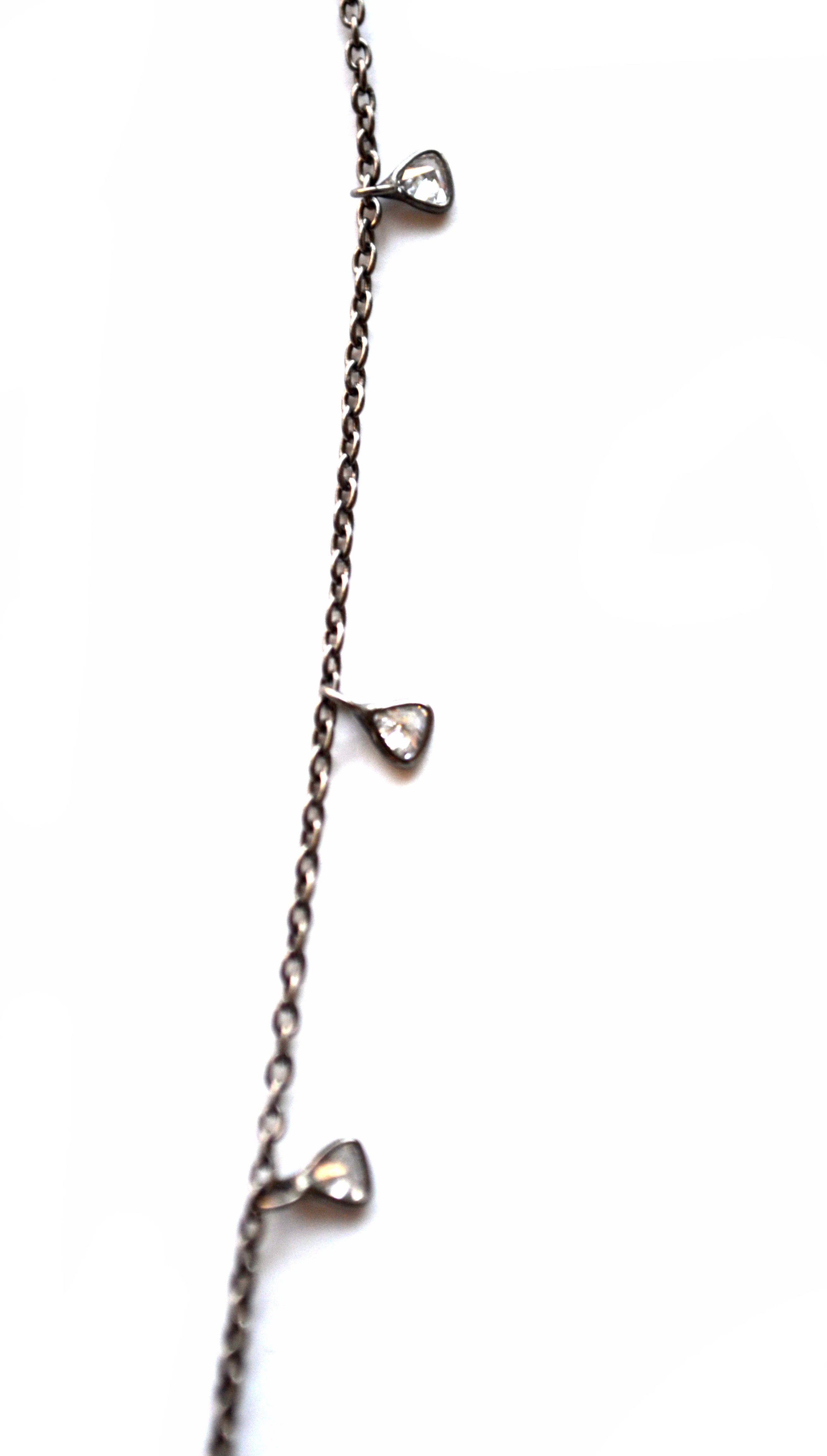 Oxidized Sterling Silver Celestial Diamond Necklace with an Eye Charm