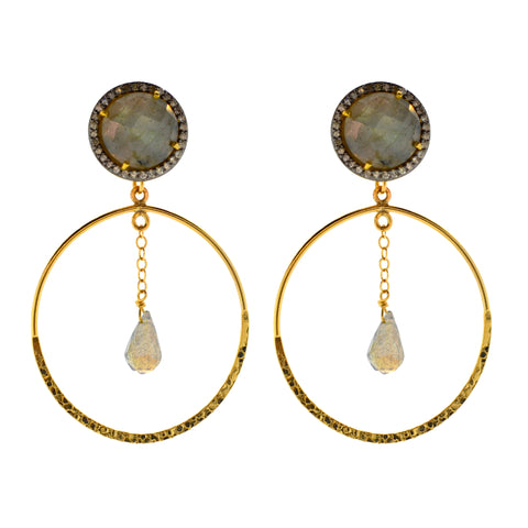 White Baroque Pearl Drop Earrings in Gold