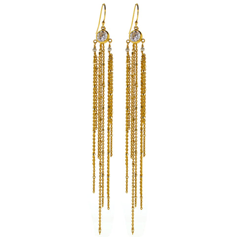 Double Diamond Bar with Gold Starry Nights Dangles