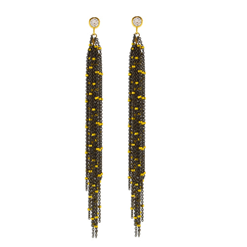 Oxidized Sterling Silver & Gold Starry Nights Earrings