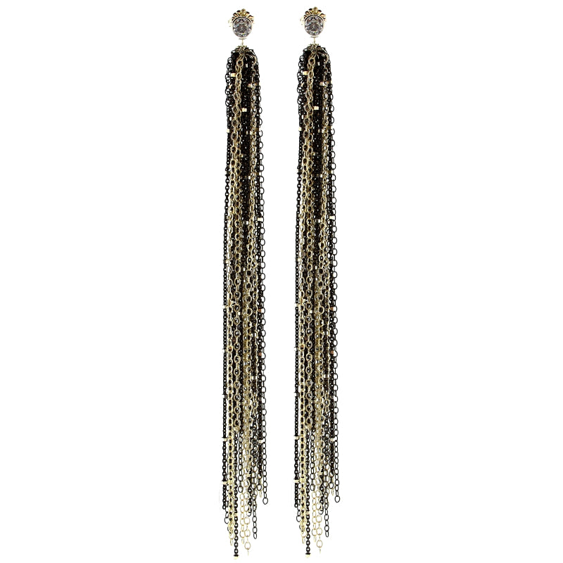 Oxidized Sterling Silver Chain Sweeper Earrings