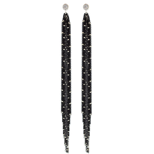 Rhodium Plated & Oxidized Sterling Silver Sweeper Earrings