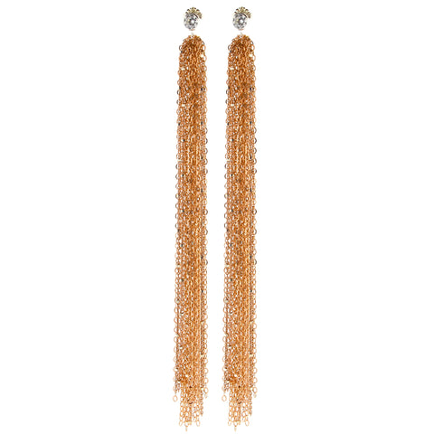 Pave Diamond Circle Drop Earrings in Rose Gold