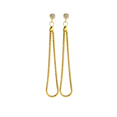 Diamond & Gray Potato Pearl Drop Earrings in Gold