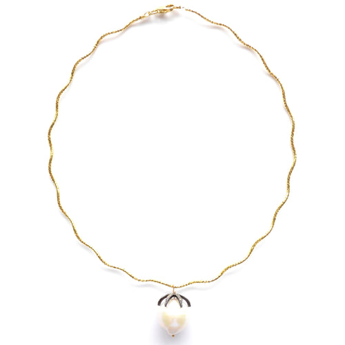 Gold Choker with a White Baroque Pearl